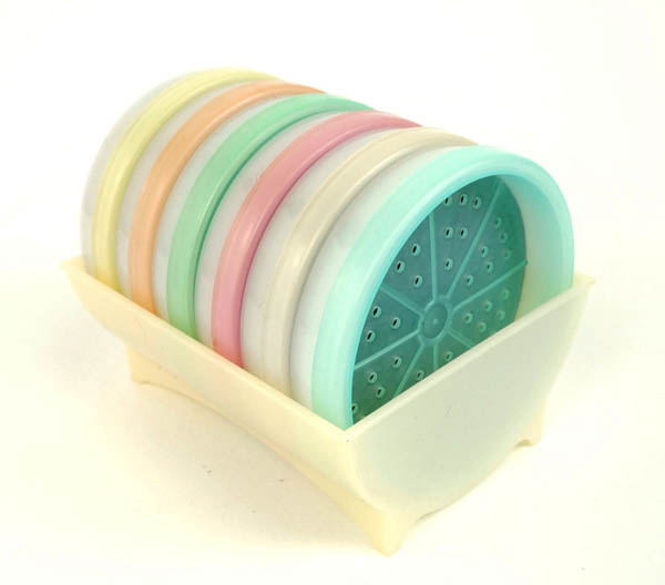 Tupperware wagon wheel pastel coasters